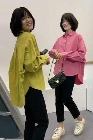 纯色衬衫女2023早秋新款设计感简约风百搭休闲宽松长袖燕尾上衣女商品大图