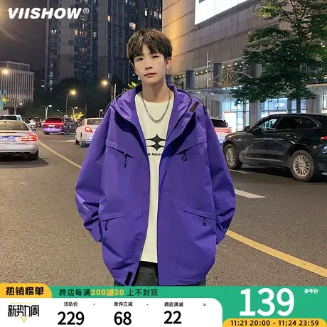 VIISHOW学多口袋冲锋夹克日系cityboy夹克秋冬季男休闲连帽外套商品大图