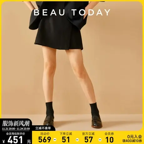 BeauToday单鞋女真皮英伦乐福鞋女春季复古黑色平底鞋通勤小皮鞋图片