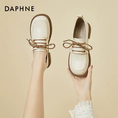 达芙妮白色复古英伦风小皮鞋女鞋小众设计感夏季平底日系法式单鞋图片