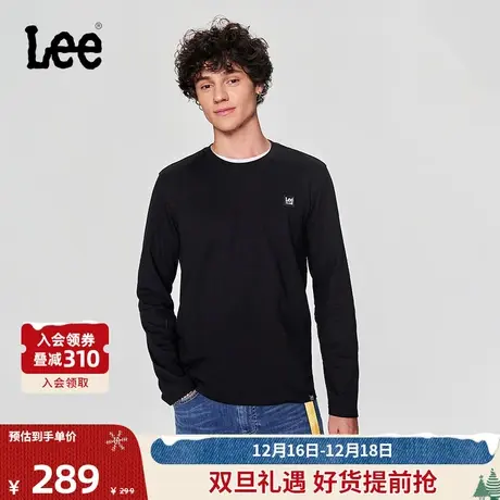 Lee24春季新品标准版圆领黑色男长袖T恤潮LMT0081084LE-K11图片
