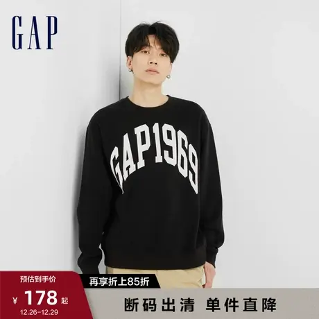 【断码优惠】Gap男女装秋冬季新款LOGO宽松运动抓绒卫衣762267图片