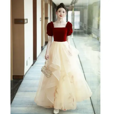 红色晚礼服女仙气网纱裙轻奢小众高端夏季敬酒服2023新款新娘法式图片
