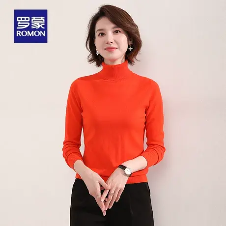 【直降】罗蒙女士高领羊毛衫春季套头针织衫舒适纯羊毛百搭毛衣女商品大图