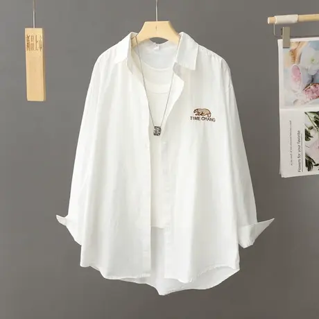 白色简约衬衫女叠穿春秋季设计感小众法式衬衣外套高级感别致上衣商品大图