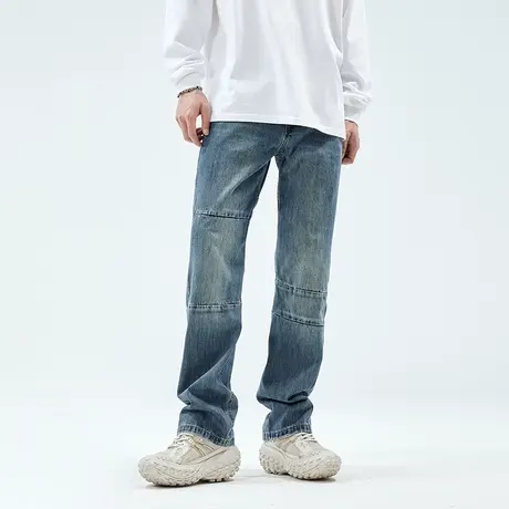 美式休闲牛仔裤男2024新款宽松直筒春秋季潮牌潮流高街男士裤子商品大图