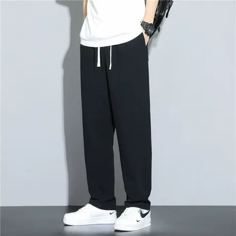 中国风裤子男秋冬款纯棉宽松直筒男士棉麻料休闲唐装中式抽绳长裤商品大图