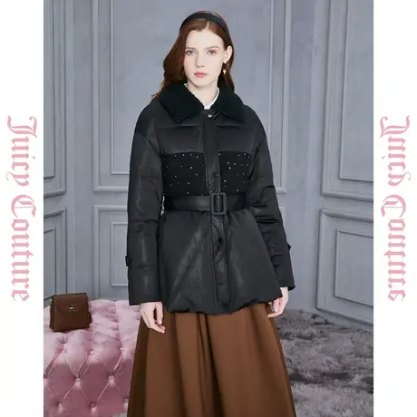 Juicy Couture橘滋女装新款吸睛拼接翻领女式品牌羽绒服反季商品大图