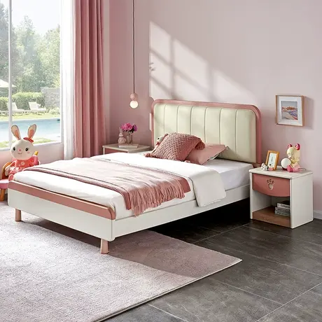 【立即抢购】全友家居皮艺儿童床北欧科技皮软床环保大床屏透气图片