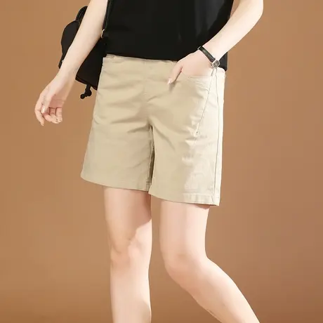 韩潮袭人松紧腰白色休闲五分裤女2023夏新款直筒哈伦短裤热裤子薄图片