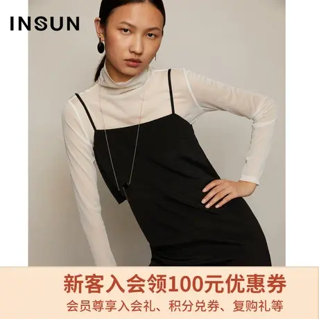 恩裳春秋季设计师联名款都市摩登简约高领长袖白色上衣商品大图