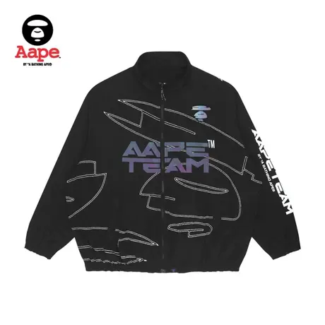 Aape旗舰店男装秋冬猿颜酷帅彩色印花双面穿拉链外套7500XXI图片