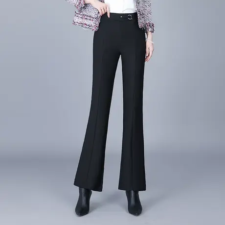 黑色西装喇叭裤女秋季2023新款高腰垂感修身长裤时尚休闲微喇裤子商品大图