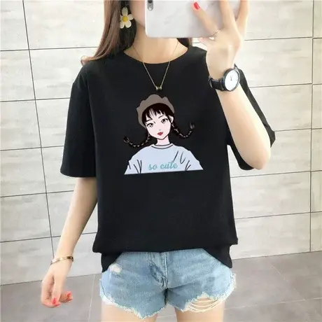 16初中14高中学生夏装宽松大童衣服短袖T恤15少女12-17岁女装纯棉商品大图