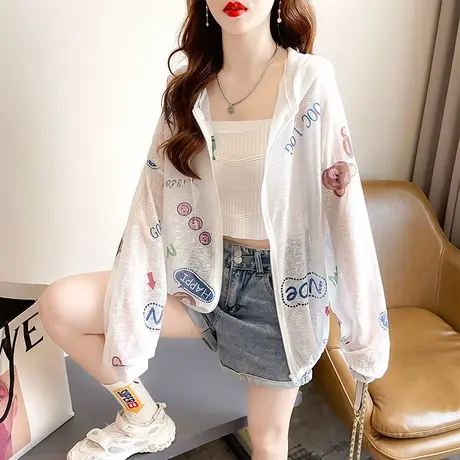 户外透气防晒衣女夏季韩版宽松大码外穿冰丝薄款防晒服开衫外套潮图片
