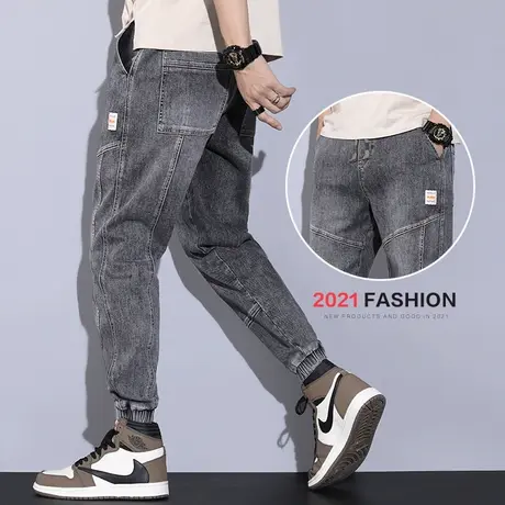 秋季秋天男裤子2023年新款潮牌工装牛仔裤男束脚宽松男士休闲长裤商品大图
