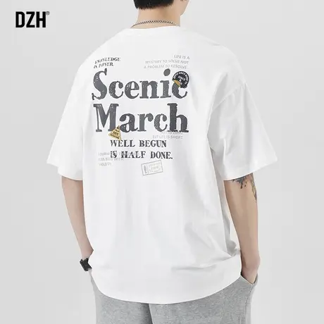 男士印花t恤男短袖潮牌夏季男装2023新款半袖上衣百搭纯棉体恤衫商品大图