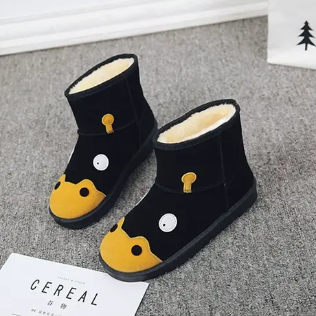 韩版冬季萌系卡通雪地靴女短筒学生短靴可爱河马平底加厚靴子棉鞋图片
