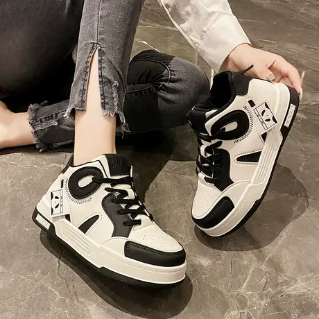 潮牌女鞋夏季百搭时尚运动休闲小白平板鞋轻便防滑增高面包潮鞋女商品大图