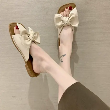 凉拖鞋女夏季外穿时尚2024年新款鞋拖仙女外出平底软底百搭蝴蝶结商品大图