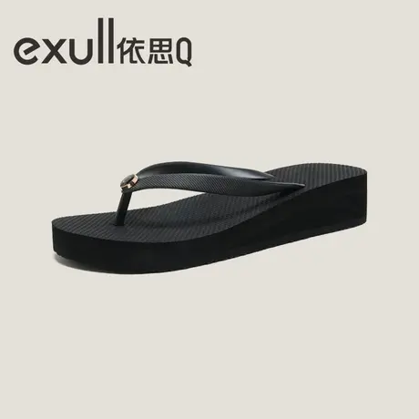 exull/依思Q人字拖女夏季外穿新款网红夹脚拖鞋厚底增高防滑凉鞋图片