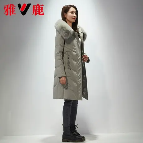 雅鹿大狐狸毛领羽绒服女中长款2022冬季新款连帽休闲百搭显瘦外套商品大图