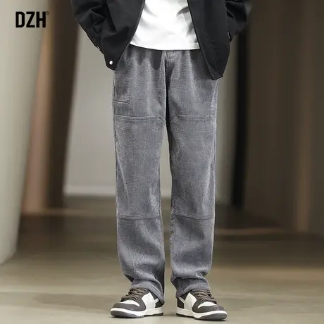 男士灰色灯芯绒裤子男秋季直筒宽松2023年新款运动休闲裤男款长裤商品大图