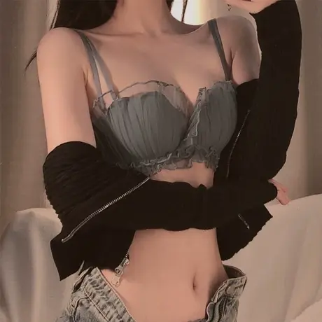内衣少女风文胸套装小胸聚拢半杯薄款无肩带防滑不空杯美背胸罩女图片