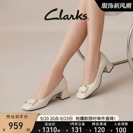 Clarks其乐妮嗒系列女鞋2023秋季舒适方根中跟单鞋女粗跟高跟鞋图片