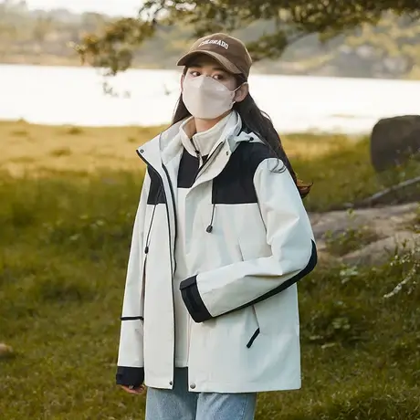 春秋冲锋衣男女三合一可拆卸2023年新款情侣防风防水登山外套夹克商品大图