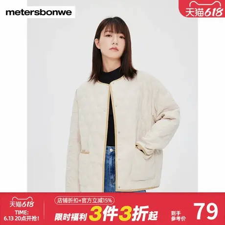美特斯邦威时尚棉衣女秋冬新款校园户外纯色百搭舒适宽松长袖棉服图片