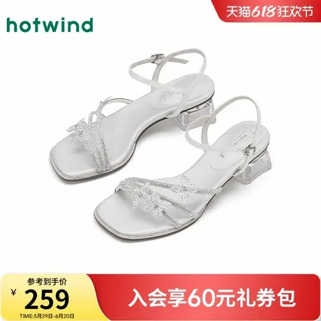 热风粗跟凉鞋女款2025年夏季新款蝴蝶结一字带女鞋配裙子气质鞋子图片