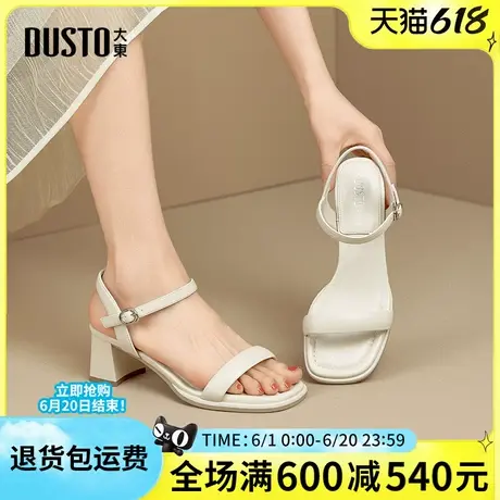 大东一字扣带凉鞋女款2025夏季新款时尚优雅粗跟外穿法式高级女鞋图片