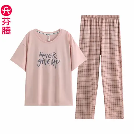 芬腾短袖睡衣女士纯棉2024新款夏季春秋款可爱休闲大码家居服套装商品大图