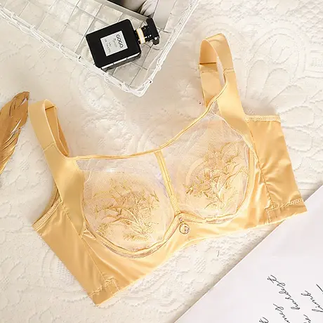 奥维丝丽内衣女大胸显小兔耳朵杯款性感蕾丝软钢圈上托聚拢文胸薄图片