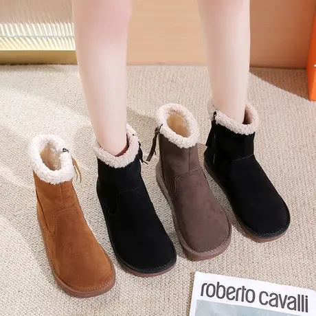 2023新款瘦瘦短靴秋冬季小众雪地棉靴女马丁靴保暖棉鞋搏肯鞋商品大图