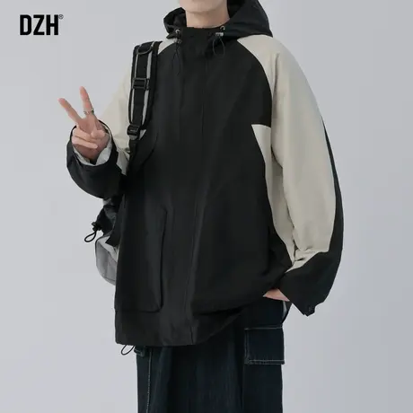 男士户外冲锋衣拼接工装外套男春秋款高级感痞帅防风衣外衣登山服商品大图