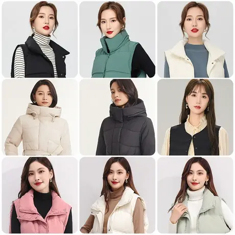 雅鹿女装羽绒服清仓捡漏连帽白鸭绒时尚连帽外套长款羽绒服马甲图片