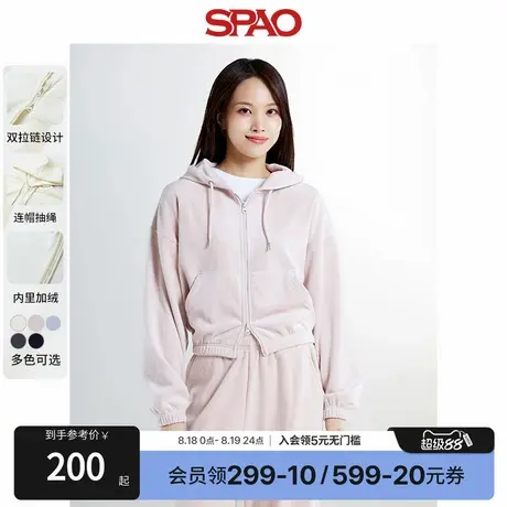 SPAO韩国同款冬季女宽松百搭灯芯绒连帽外套SPMZE4TG30商品大图