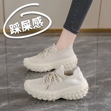 女鞋2025新款夏季踩屎感黑色椰子运动鞋网鞋子孕妇厚底老北京布鞋图片