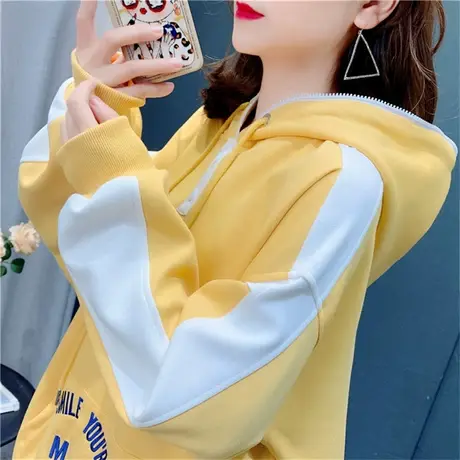 设计感连帽卫衣外套女2022新款春季洋气减龄宽松慵懒风中长款上衣商品大图