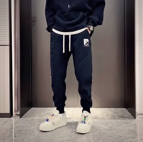 秋冬季时尚休闲潮牌男哈伦刺绣重磅轻熟风运动束腿裤街头INS卫裤商品大图