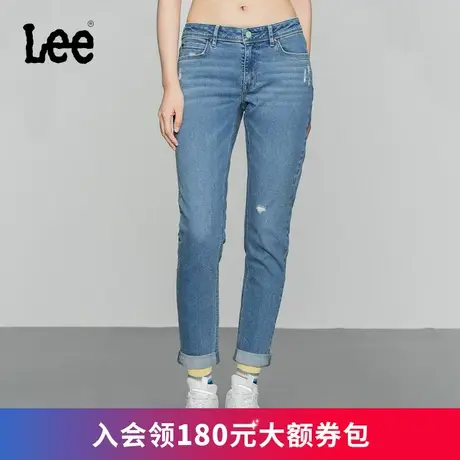 Lee商场同款401标准中腰锥形浅蓝色女牛仔裤LWB100401100-294图片