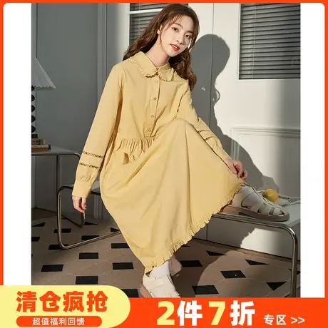 唐狮文艺复古穿搭女装2022新款长袖衬衫连衣裙女长裙秋装流行27图片