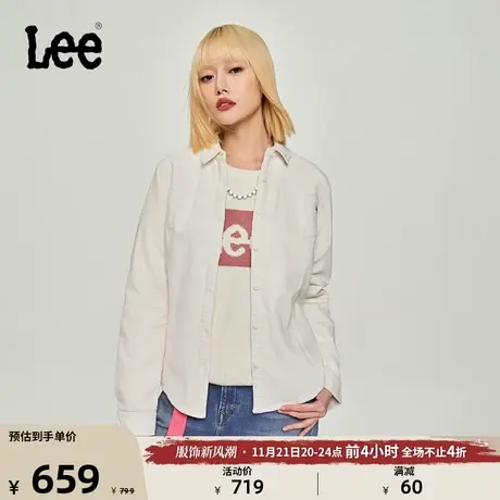 Lee商场同款23秋冬新品修身版乳白色灯芯绒衬衫女潮LWT0067296NB图片
