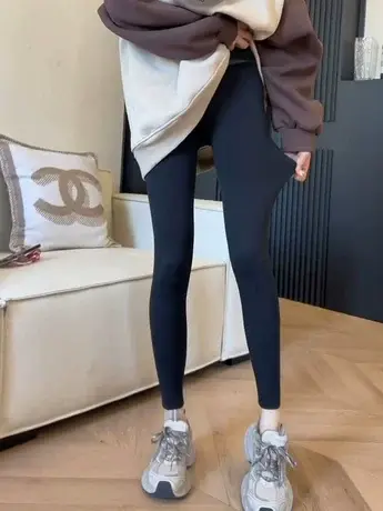 鲨鱼裤女外穿秋冬新款紧身加绒收腹瘦腿女压力裤打底裤芭比瑜伽裤图片