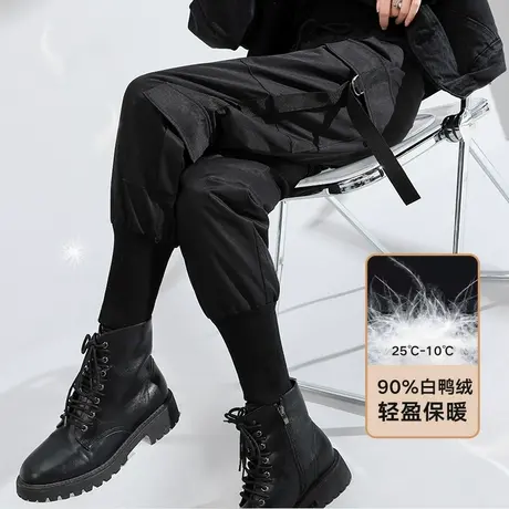 羽绒裤女外穿时尚2023冬季新款高腰白鸭绒棉裤宽松显瘦休闲工装裤商品大图