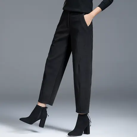 毛呢裤子女秋冬2024新款大码女裤休闲九分老爹萝卜裤灯笼裤哈伦裤商品大图