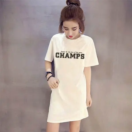 短袖t恤女2023年新款春夏装时尚洋气半袖中长款大码宽松磨毛上衣商品大图