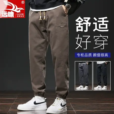 男士裤子爆款2023春秋新款潮牌宽松束脚九分工装裤纯棉休闲长裤男商品大图